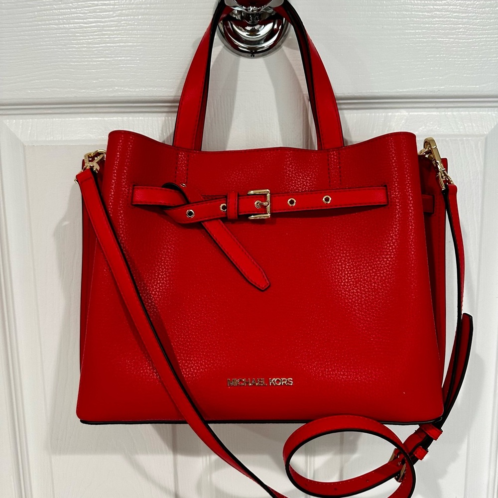 Michael Kors Red Leather Tote Bag